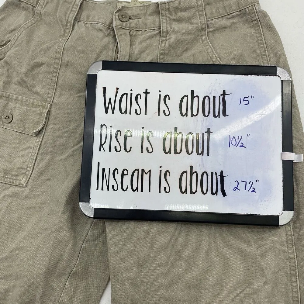 Vtg American Eagle Size 8 Cargo Pants Wide Leg High Waisted Baggy Y2K Beige Tan - Image 11