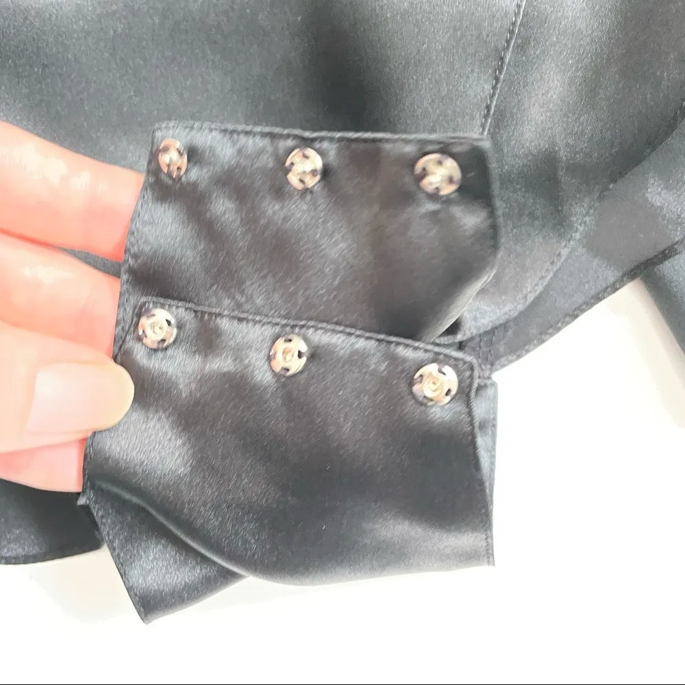 Vintage Victorias Secret Nighty Body Suit Silky Plunge Covered Button Black - Image 12