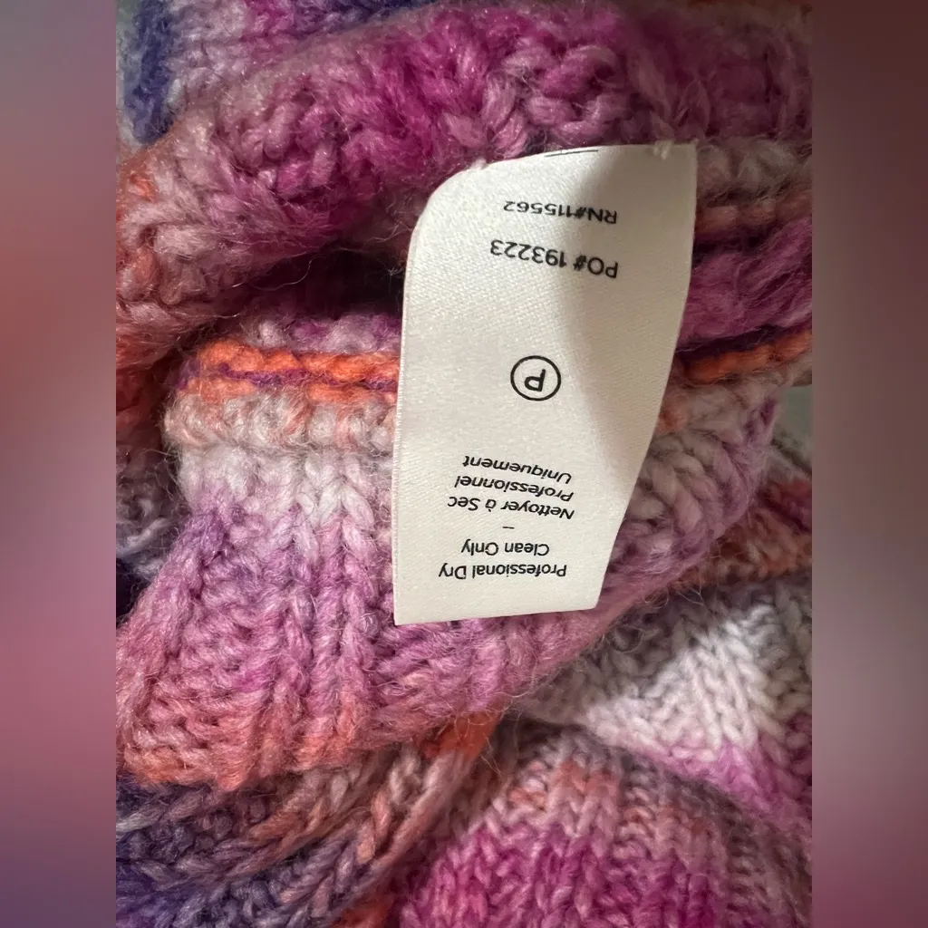 Cinq A Sept Multicolor Striped knit Turtleneck Sweater Purple Size M - Image 5
