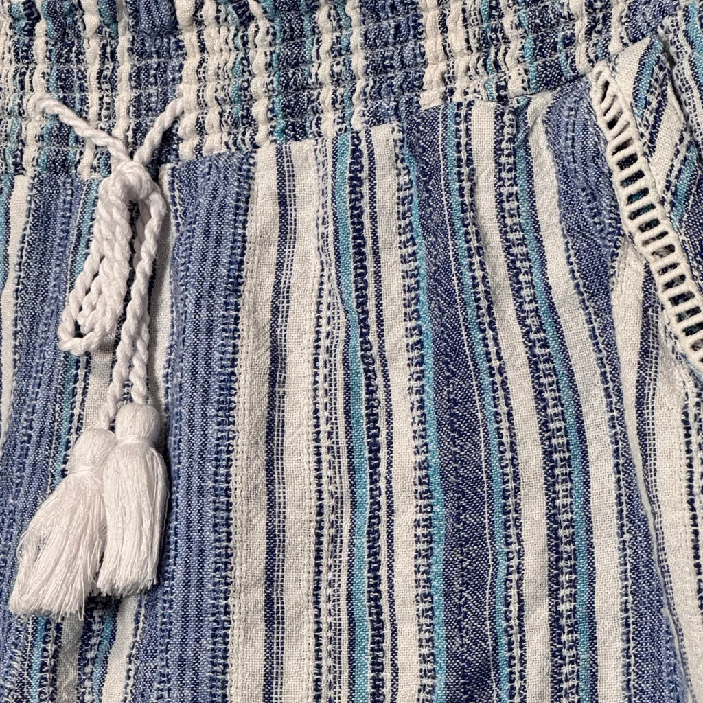 Briggs New York High Waist Blue Striped women’s Shorts size‎ XL linen blend - Image 2