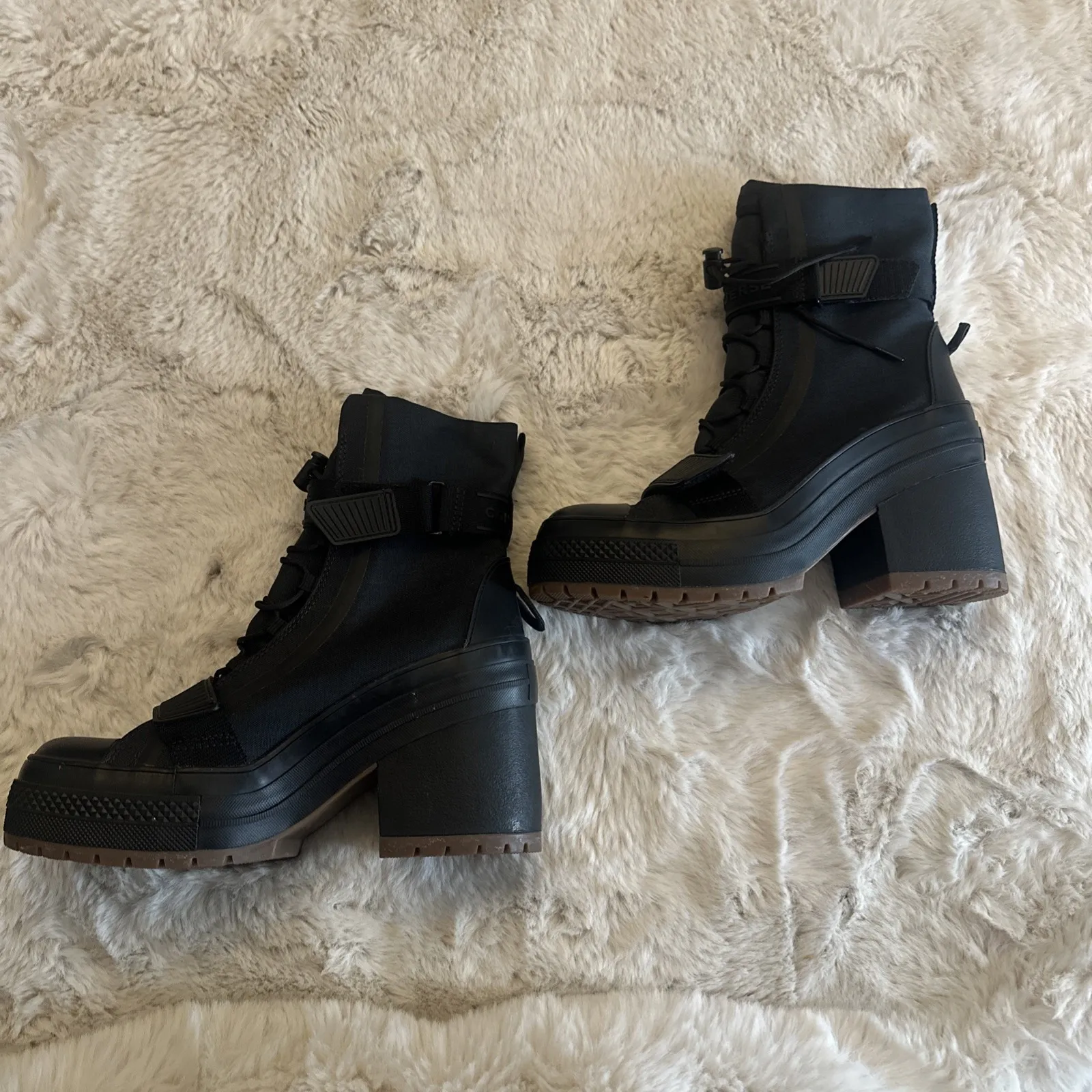 Converse Chuck Taylor All Star‎ GR82 All Black Stylist Platform Boot Heel Size 8 - Image 4