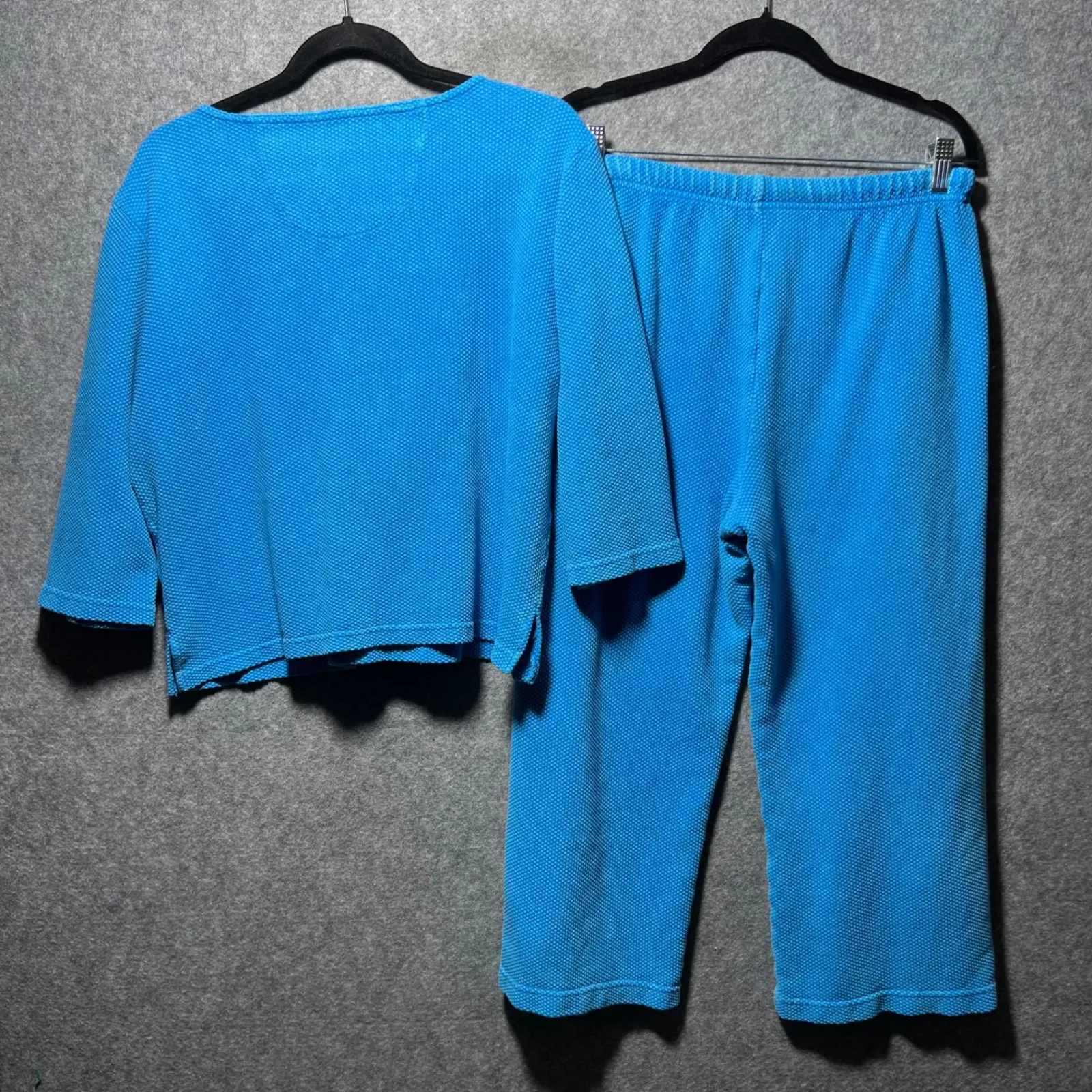 Vintage Michael Leu Collection Blue Textured Sweatshirt & Pants Set Small - Image 10