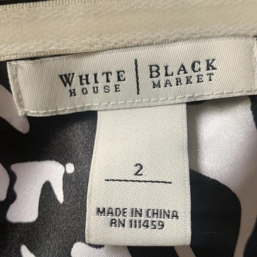 White House Black Market Strapless Silk Black White Dress Sz 2 - Image 13