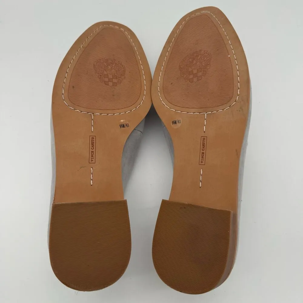 Vince Camuto Cretinian Micro Stud Academia Light Gray Suede Loafers 9.5 - Image 4