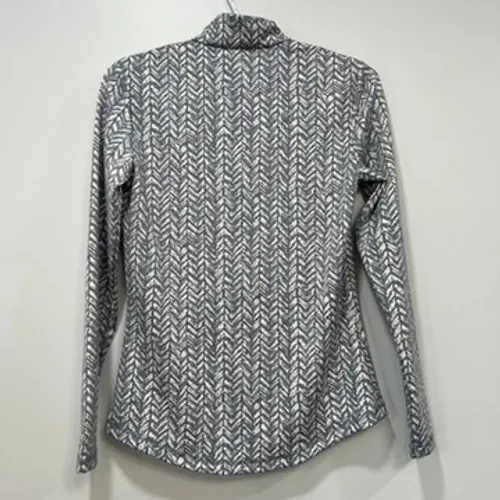 J Mclaughlin Isles Top XS NWT $178 1/4 Zip Long Sleeve Acadia Gray‎ White - Image 3