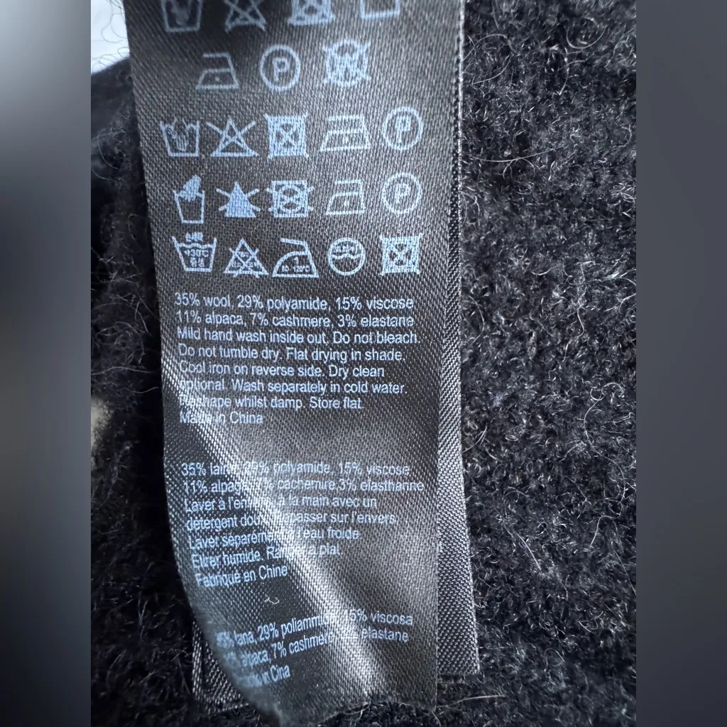 All Saints Siddons Jumper Stripe Wool Alpaca Blend Mohair Oversized Sweater Blk - Image 8