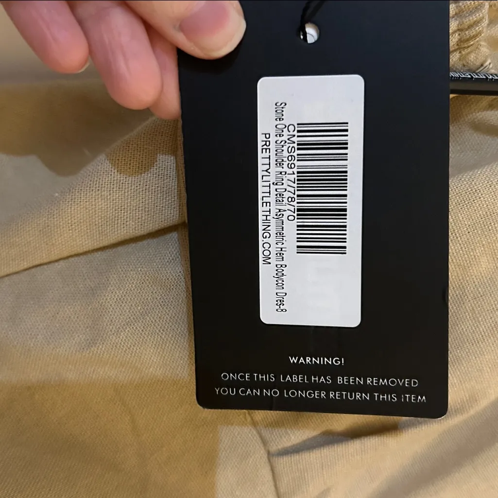 NWT PrettyLittleThing Beige Asymmetrical dress - Image 3