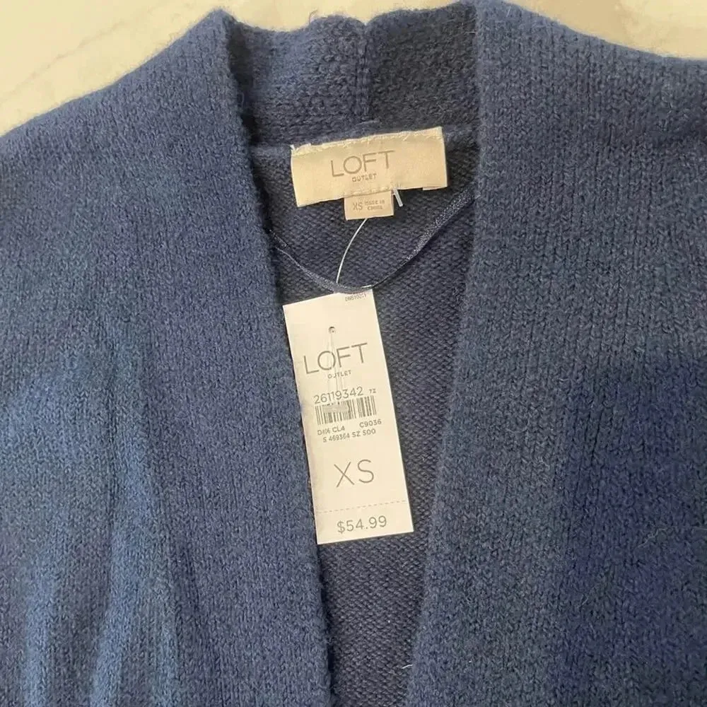 Loft Outlet NWT Navy Blue Open Front Knit Cardigan Sweater Women's XS Cozycore - Image 3
