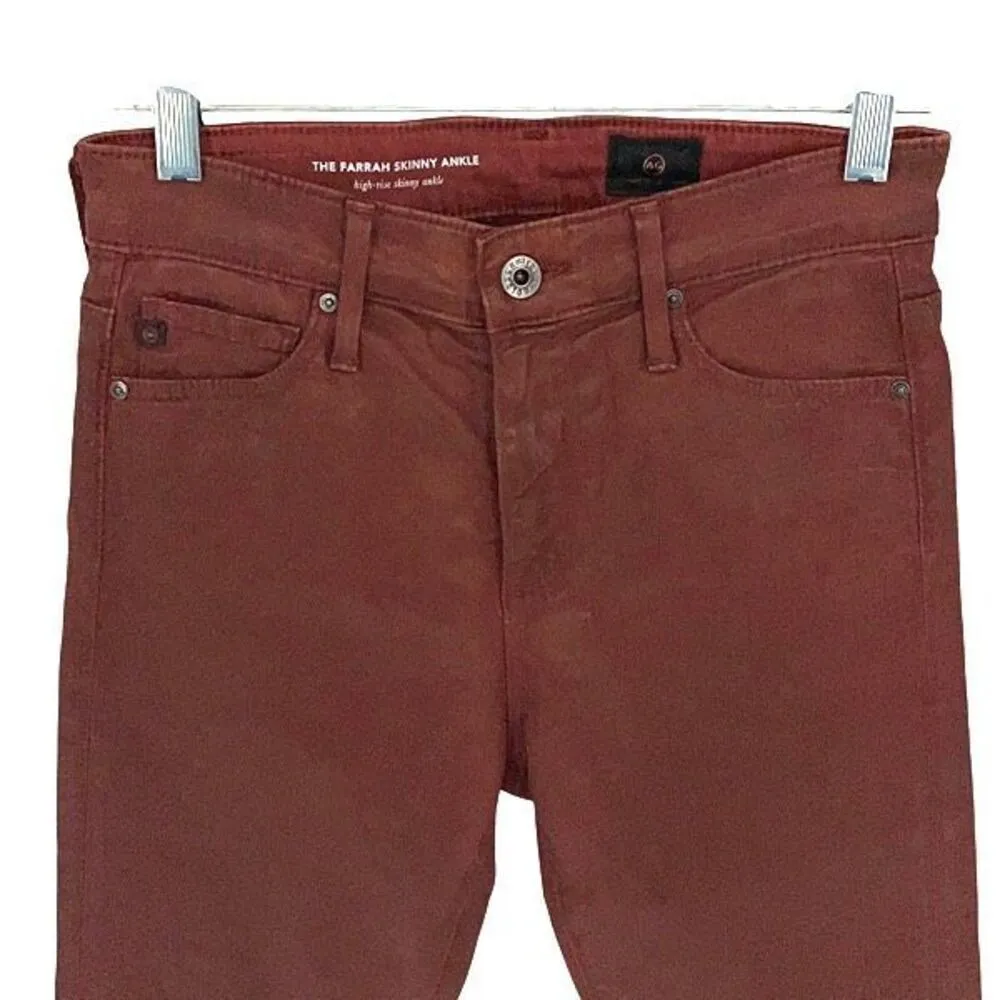 AG Adriano Goldschmied Women's Farrah Skinny Ankle Jeans Coated Bordeaux 25‎ R - Image 4
