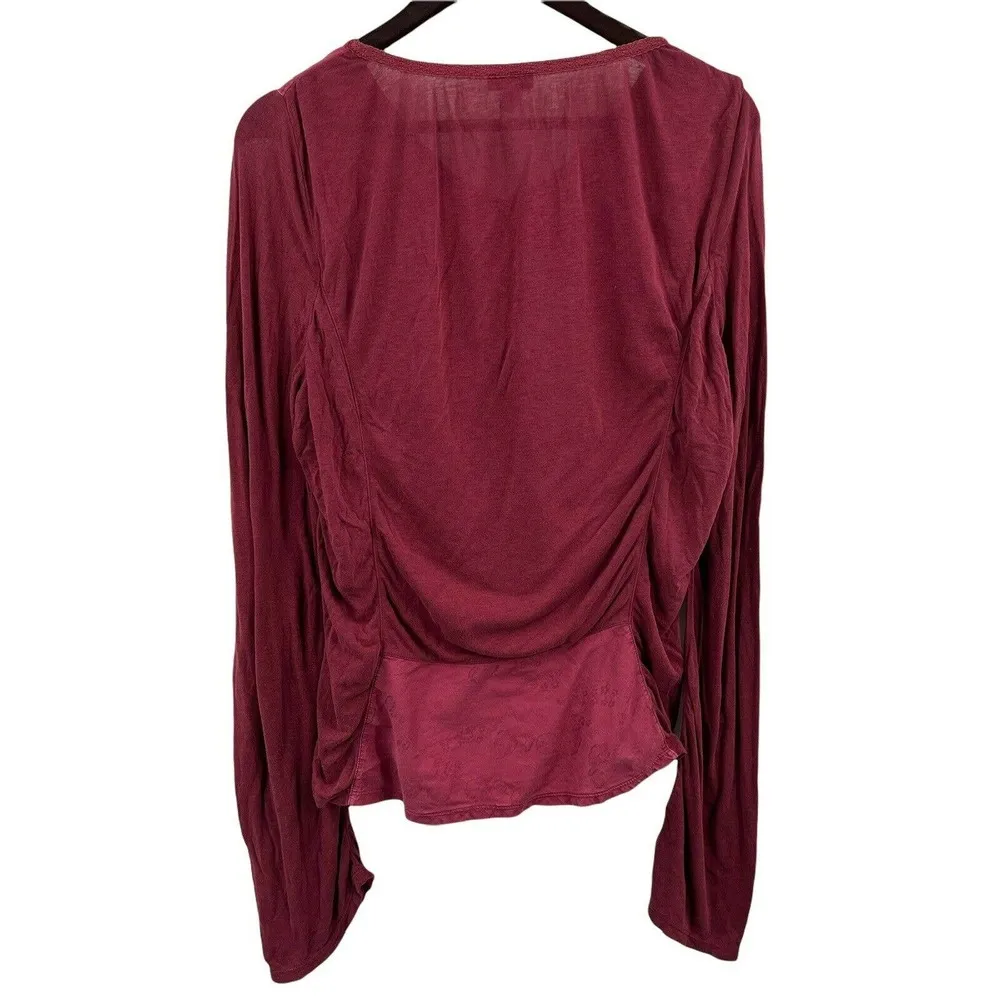 J Jill Red Mixed Media Top Size Medium - Image 4