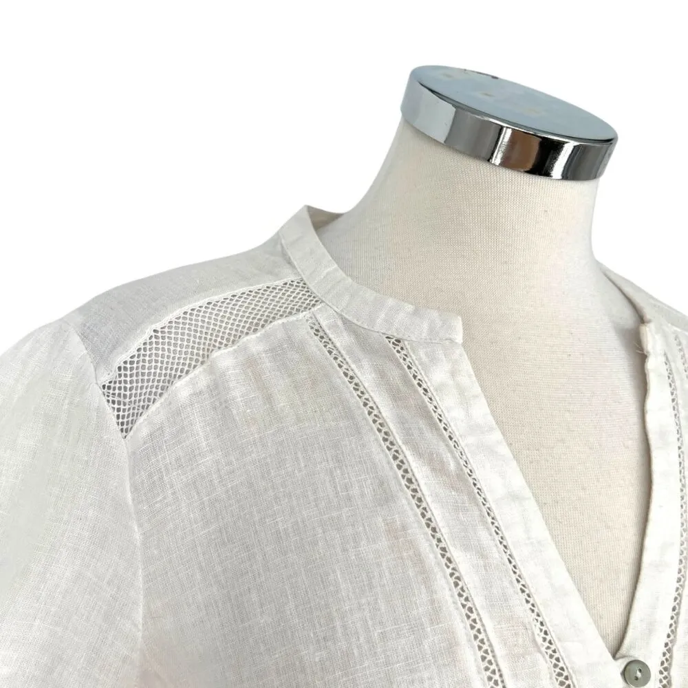 Rails Jasmine White Lace Detail Mini Dress Long Sleeve A-Line Size Small - Image 4