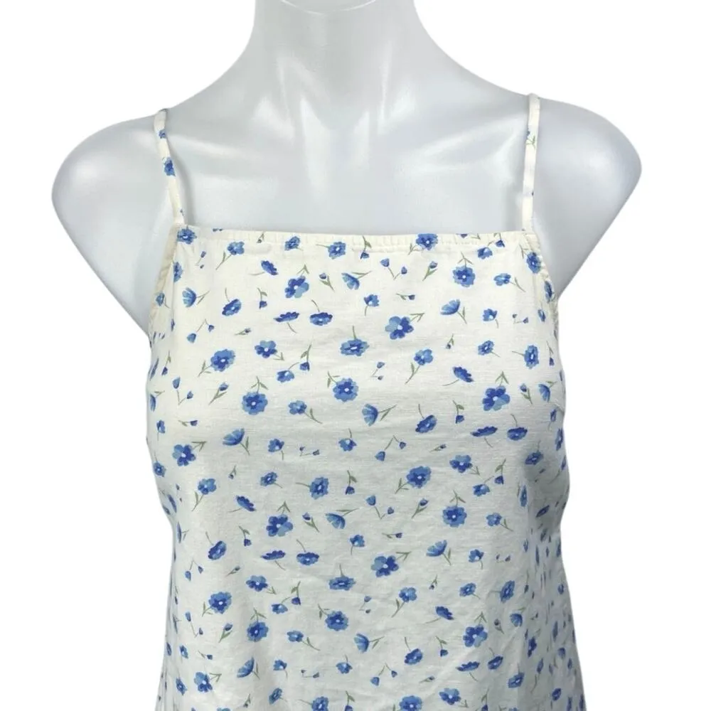 American Eagle White Linen Floral Sleeveless Cami Camisole Mini Tank Dress Sz M Size M - Image 3