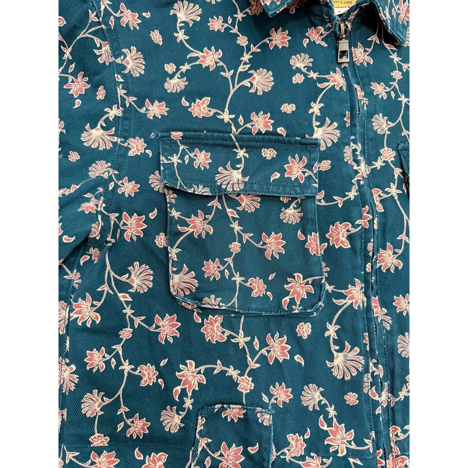 Future Collective Jenny Lopez Floral Utility Boiler Jumpsuit‎ Teal Size 8 Green Size M - Image 8