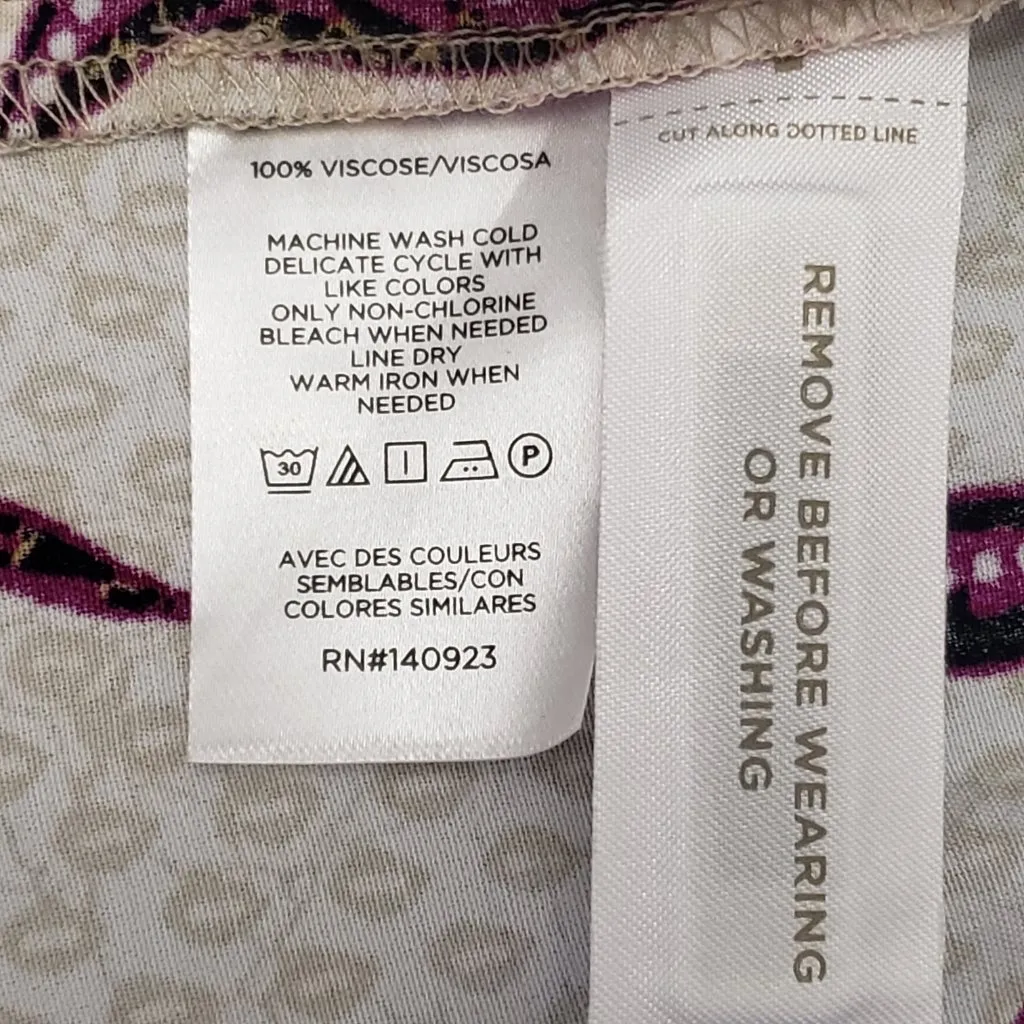 NWT LOFT Womens Long Sleeve Purple & Cream Knee Length Dress Medium - Image 7