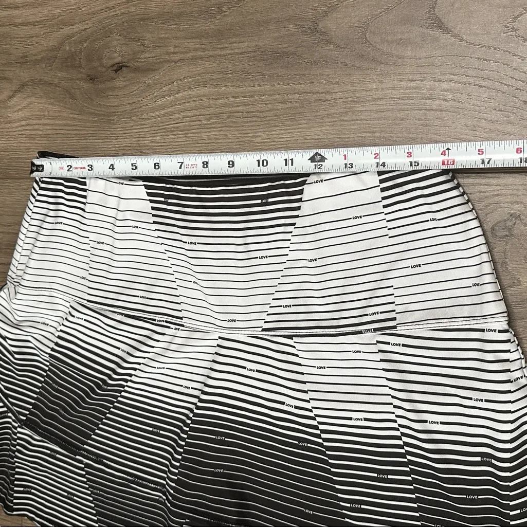 Lucky In Love 16" Long Tennis Skirt Skort Black White Stripe Size XL - Image 9