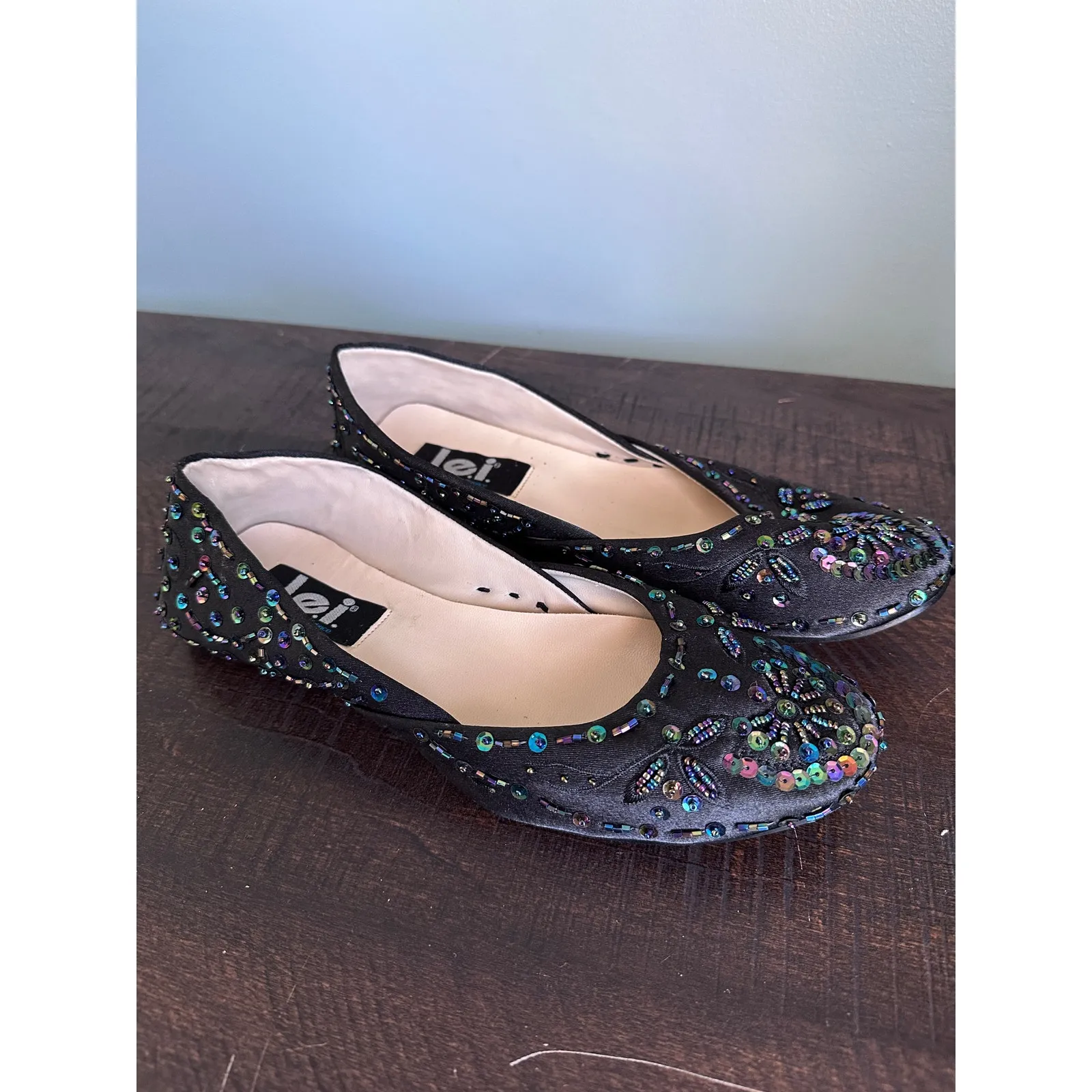 LEI Vintage Y2K Colorful Sequin Flat Dress Shoes Black Size 8 - Image 5