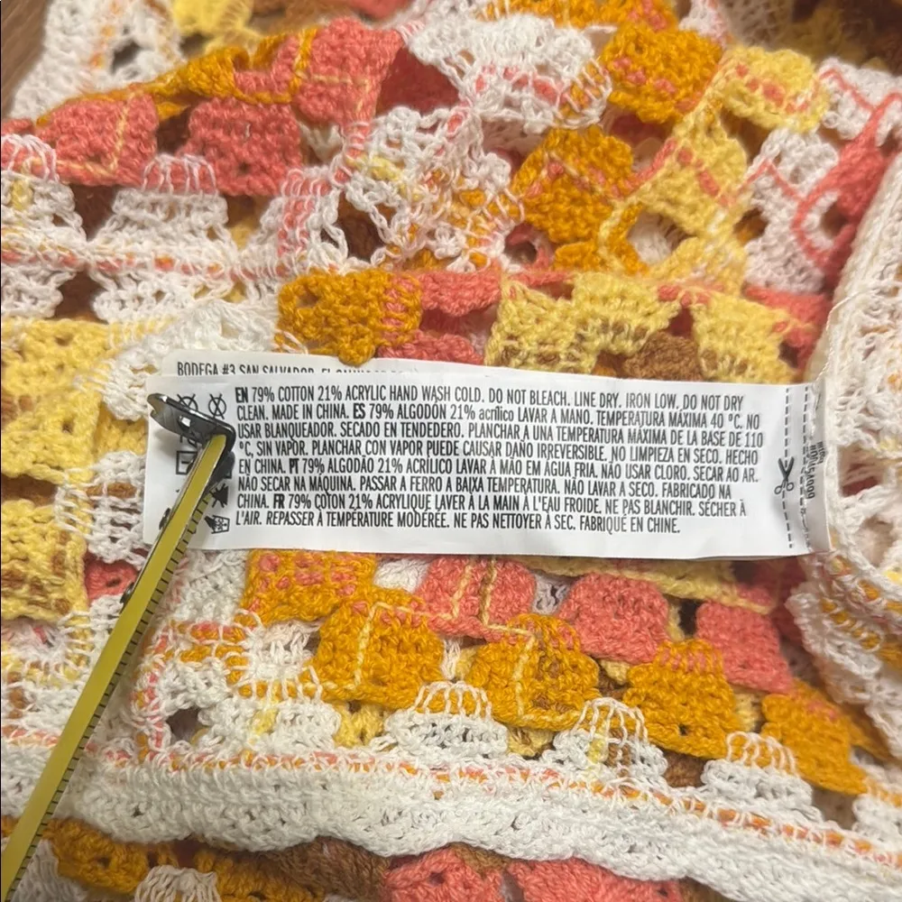 NWT Forever 21 Medium Multicolor Patchwork Crochet Mini Dress V-Neck Beach Boho - Image 6