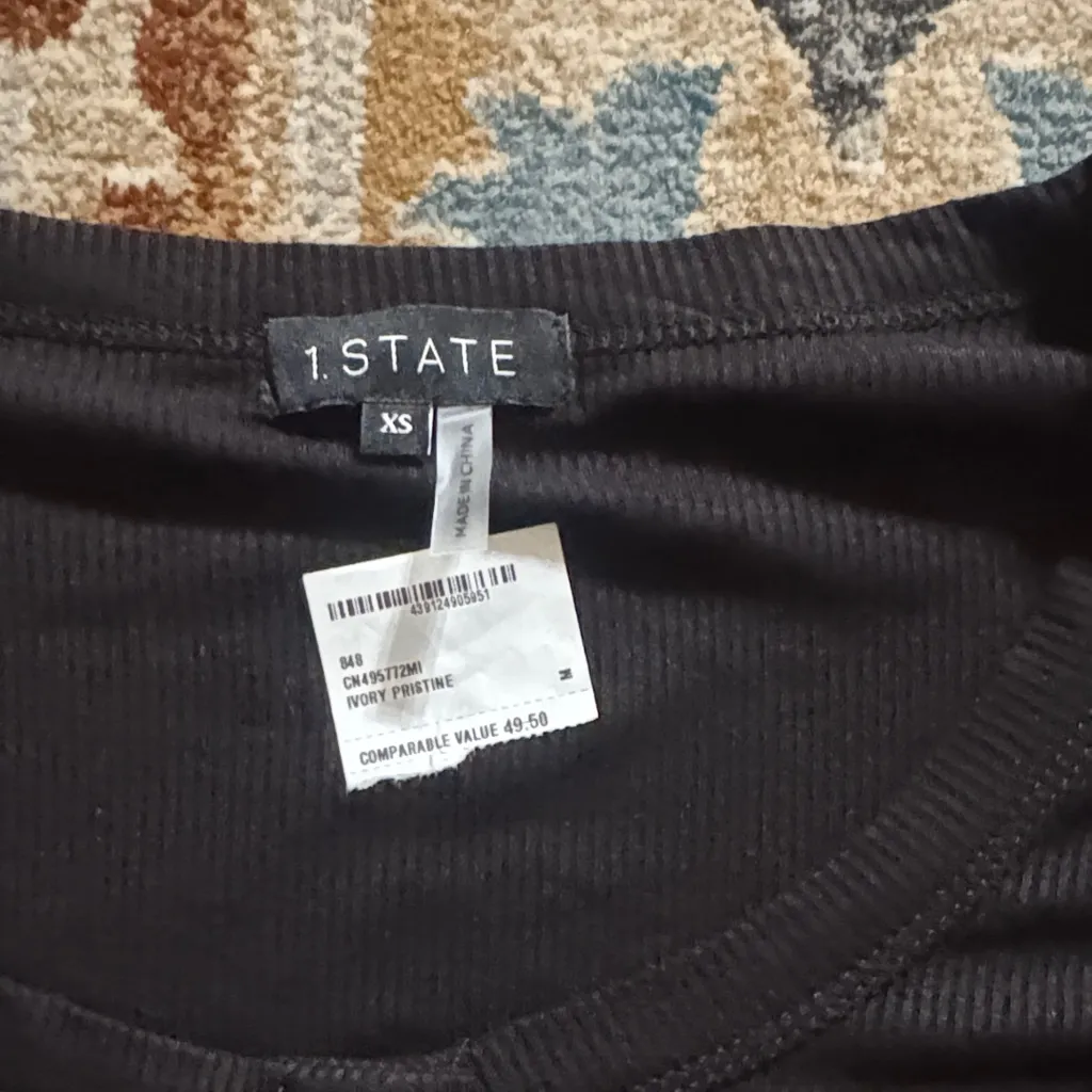 1. State Black Long Sleeve Henley Top - Image 2