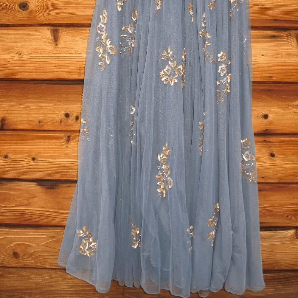 Mac Duggal 5717 Blue Embellished Butterfly Sleeve High Neck Gown Blue 10 - Image 10