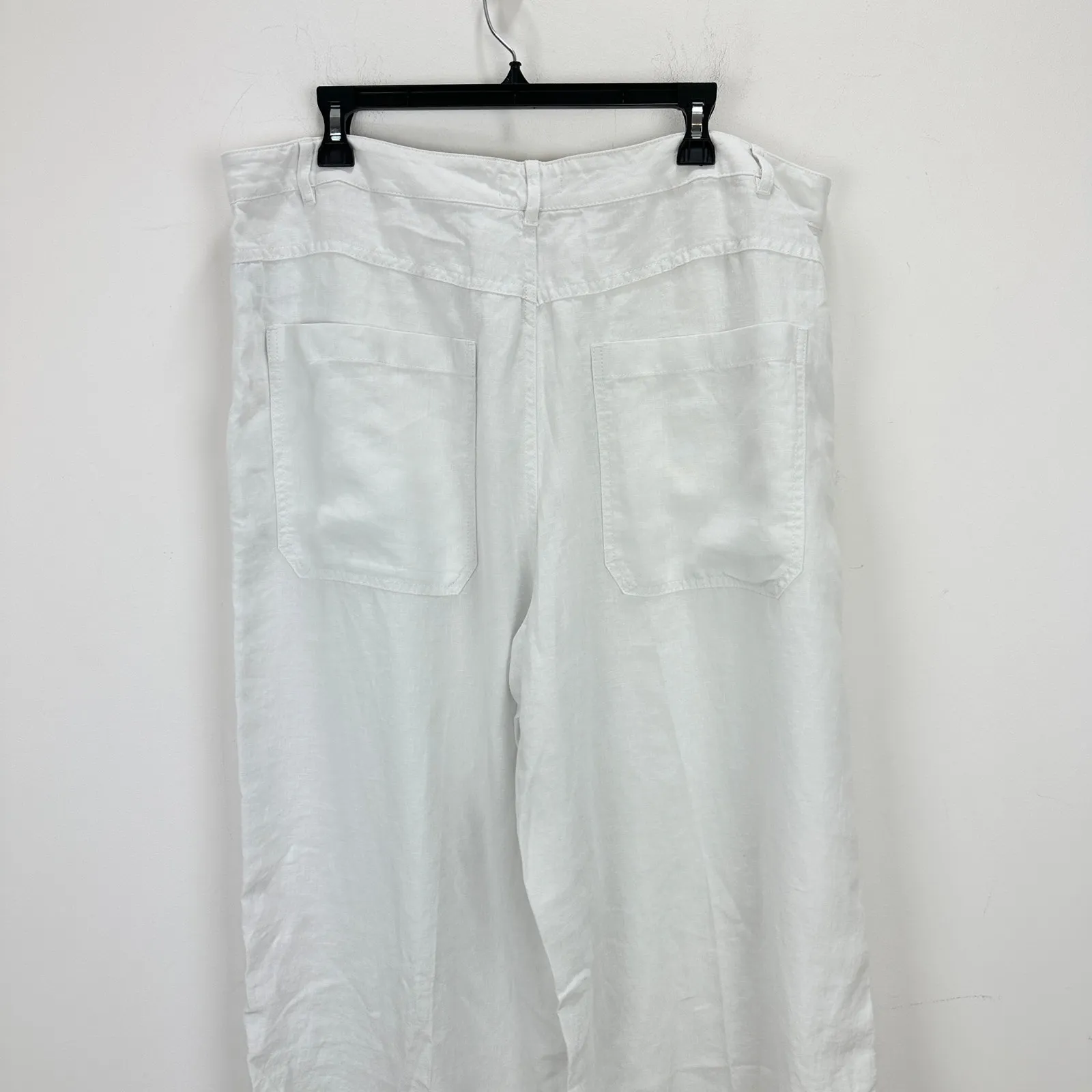Madewell The Zoe Relaxed Wide Pant in 100% Linen Salt White Minimalist US 18 NWT - Image 13
