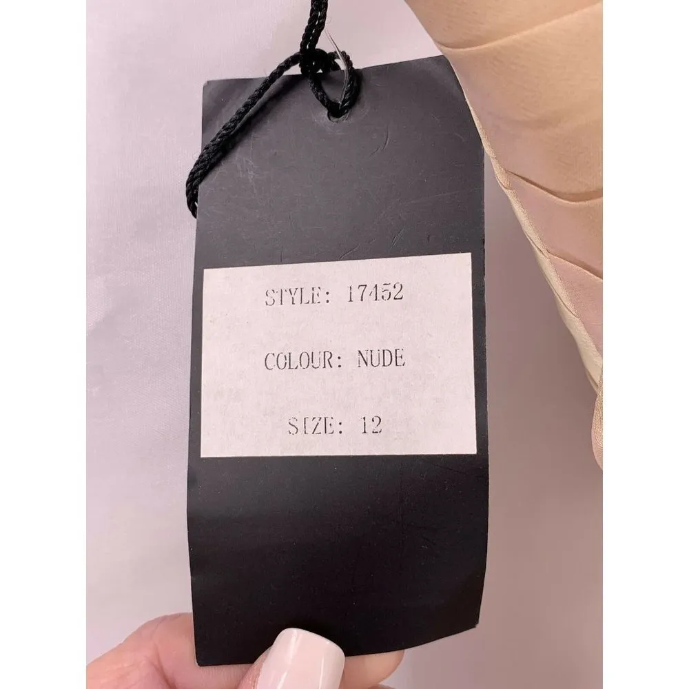 NWT $399 La Femme Nude Chiffon Jeweled Evening Gown Size 12 Formal Prom Halter - Image 8