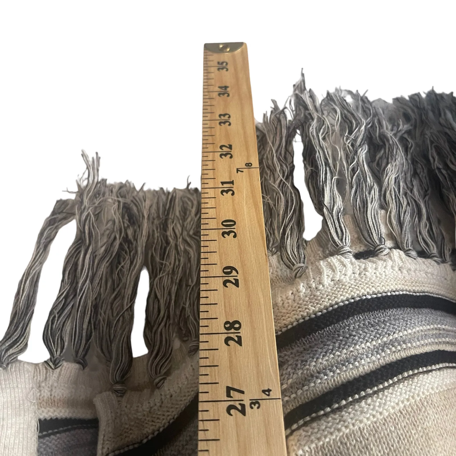 Anthropologie Moth Women's Size XS/S Striped Aztec‎ Fringe Poncho Sweater - Image 9