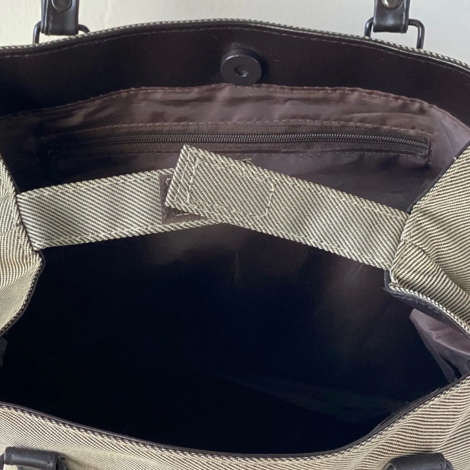 Brown Tweed Style Canvas Tote - Image 4