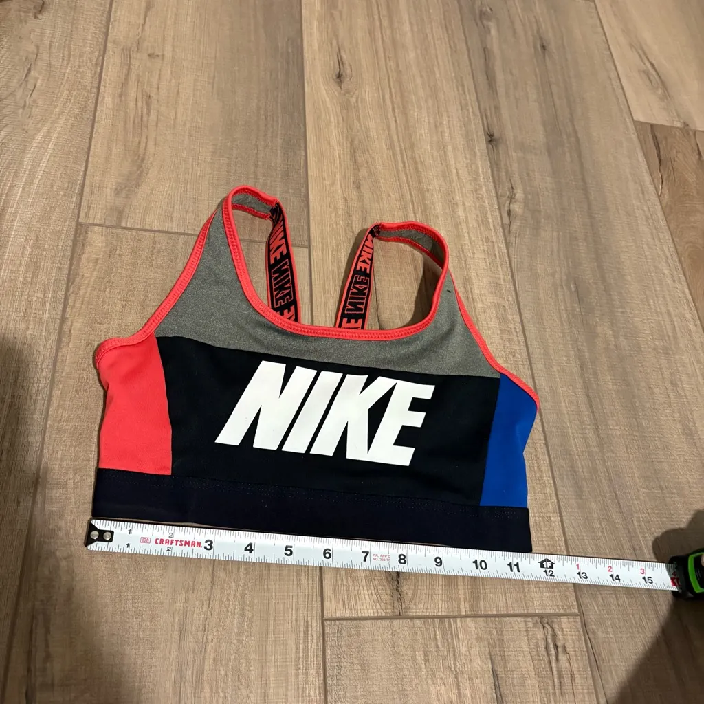 Nike Sport Colorblocked V-Back Medium-Support Sports Bra Grey‎ Blue Size XS - Image 9