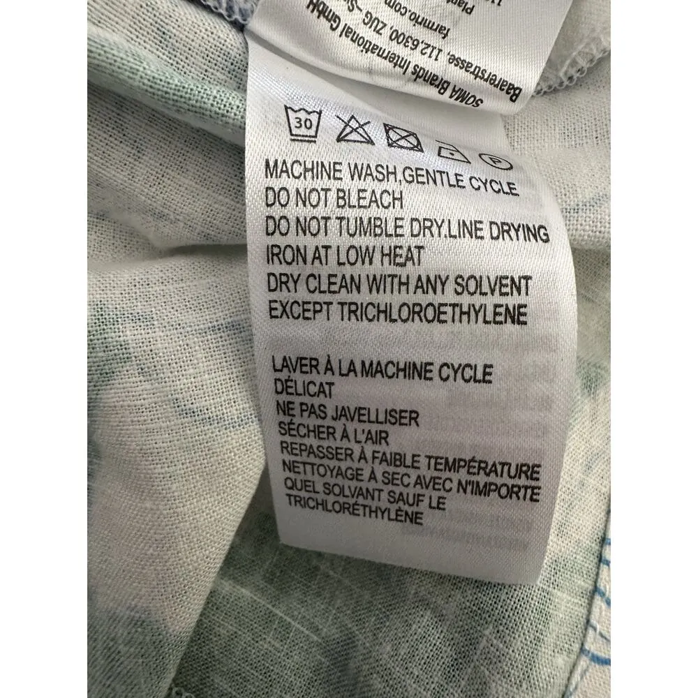 FARM Rio Soft Garden Linen-Blend Mini Dress Size Small Green Blue NWT - Image 8