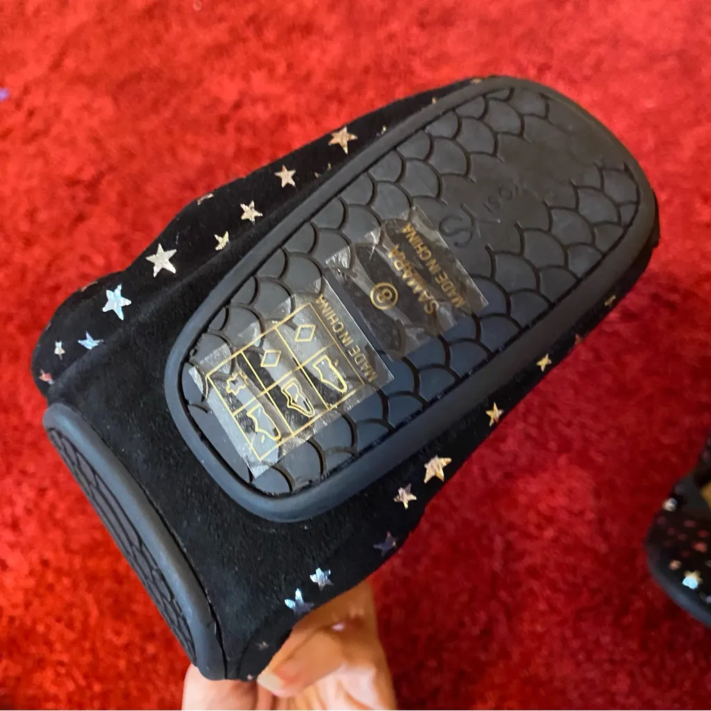 YS Yosi Samra Black Star Metallic Print Foldable Ballet Flats Size 8 - Image 5