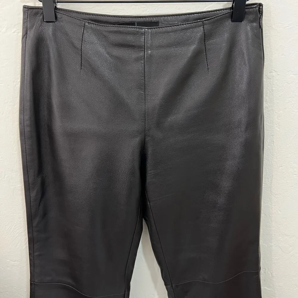 MODA International Dark Brown Leather Pants Size 4 - Image 3
