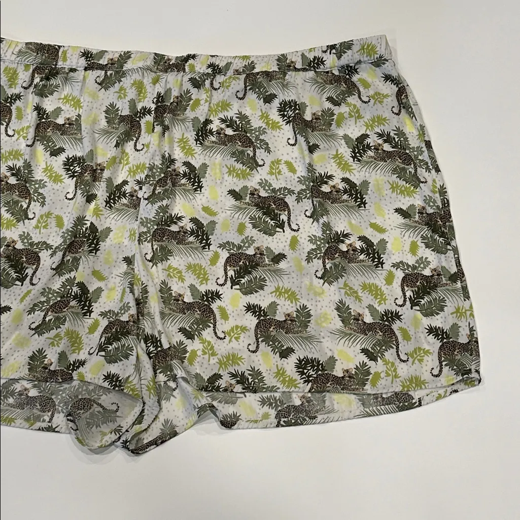 Lands End Matte Satin Pajama Set 2pc White Leopard 3X Long Sleeve Top Shorts - Image 12