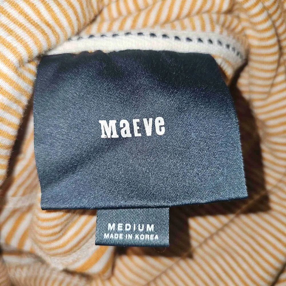 Maeve Anthropologie Womens Yellow White Striped Tai Cowl Neck‎ Sweater Medium - Image 4