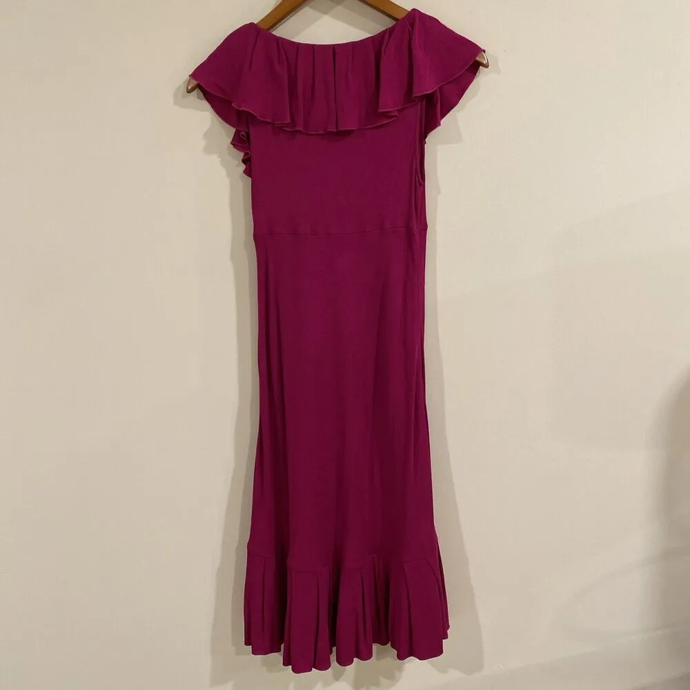 DVF Diane Von Furstenberg Ruffle Baila Fuschia Pink Beet Dress 0 - Image 5