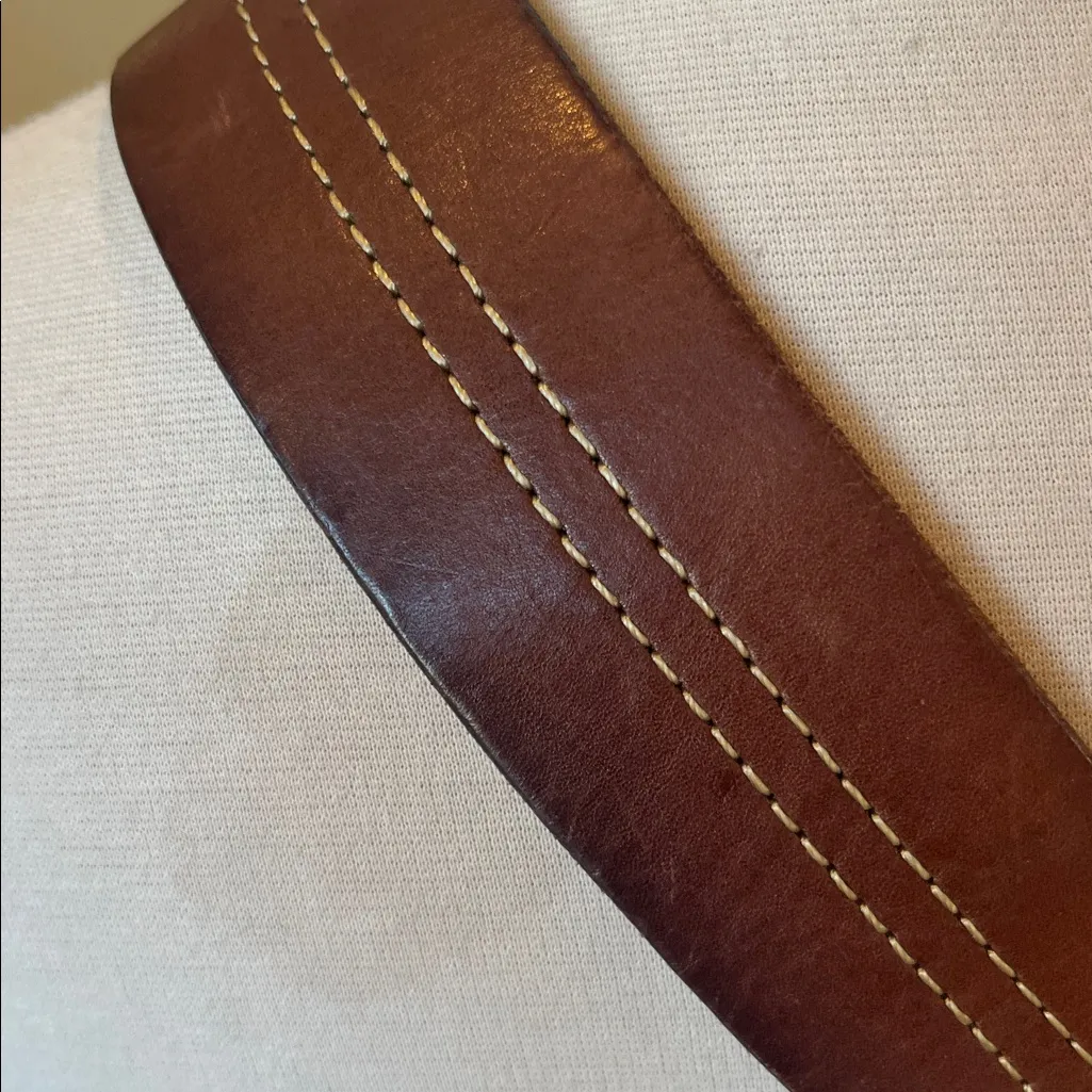 Brown Leather Womens Belt with Brass Buckle - Image 5