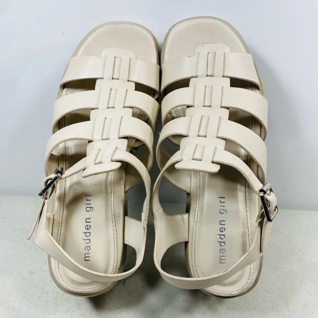Steve Madden Girl Off White Platform Lug Sandals Shoes Galaxy 8,5 - Image 5