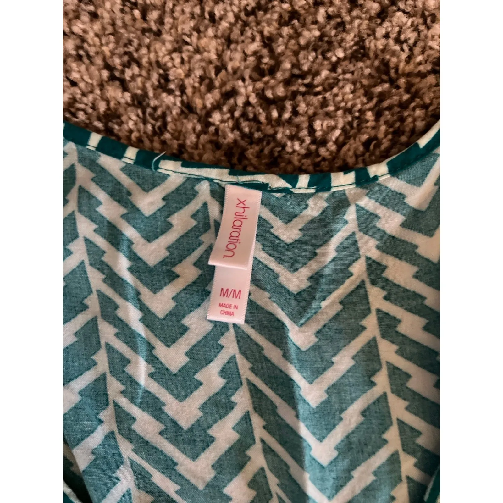 Xhilaration‎ Women's geometric high low sleeveless teal/white  dress size medium - Image 5