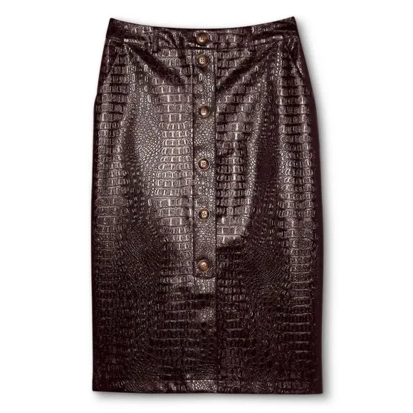 Rachel Comey For Target Skirt 2 Faux Leather Textured Brown Pencil Skirt NWT - Image 4