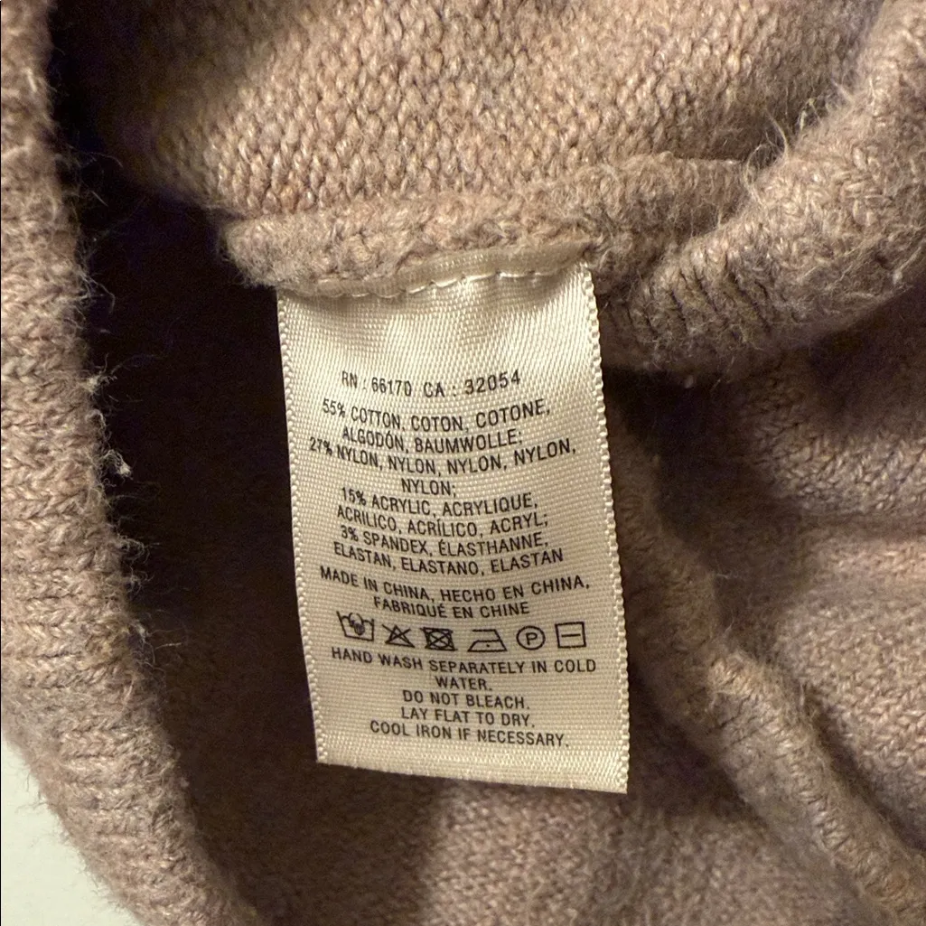 Anthropologie Field Flower Sweater Small Taupe Wooly Cotton Cowl Neck Draped Brown Size L - Image 4