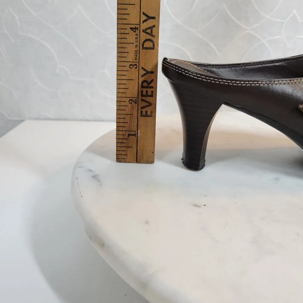 Aerosoles Two Beauty Womens 9.5 Brown Leather Mary Jane Square Toe Open Back - Image 12