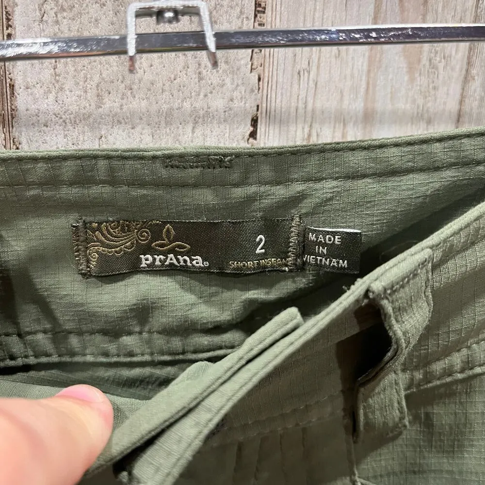 Prana Halle Green Hiking Nylon Pants Roll Tab Women Size 2 Quick Dry Low Rise - Image 3