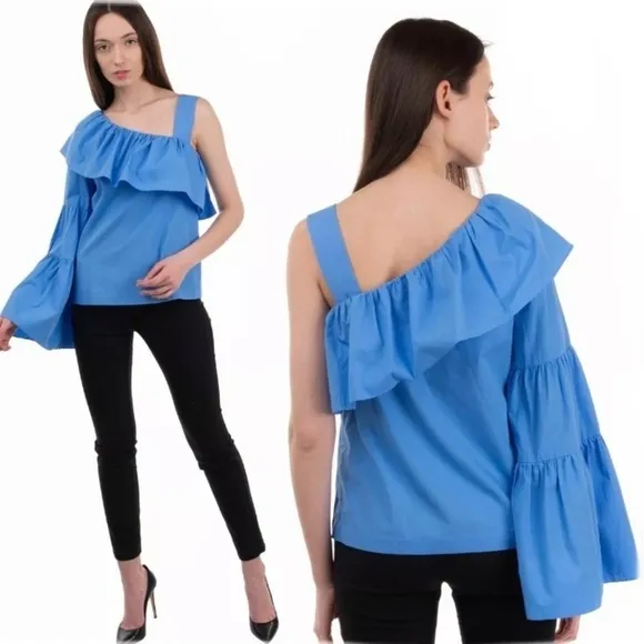 Blue ruffled top Medium $340 - Image 2