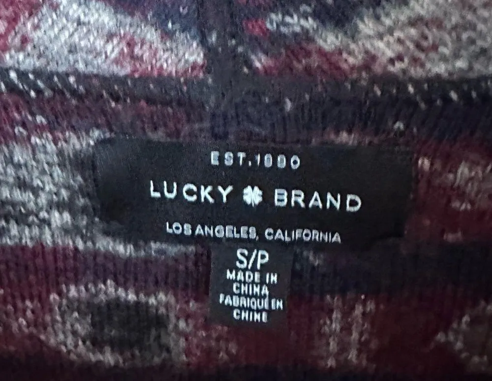 Lucky Brand Ultra Soft Black/Burgundy/Ivory Southwest Print Open Front Cardigan - Image 7
