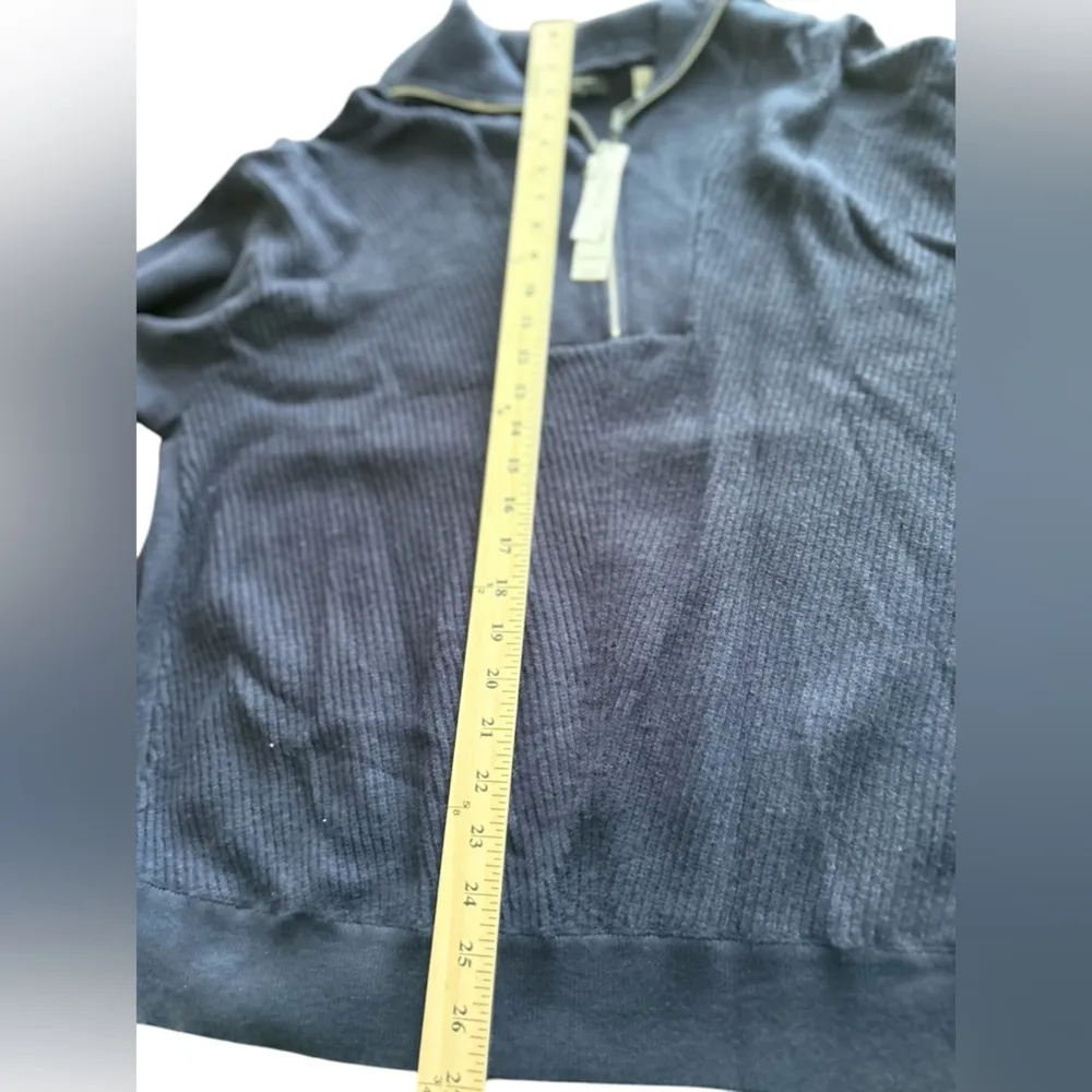 Tahari Women's 1X Navy‎ Blue Ribbed Funnel Neck Half-Zip Pullover Sweater - Image 8