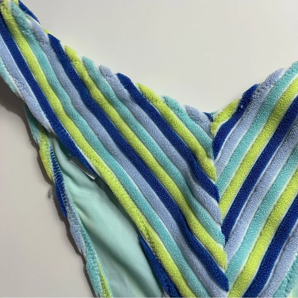 Aerie  Terry Low Rise Cheeky Bikini Bottom NWT Green Blue - Image 4