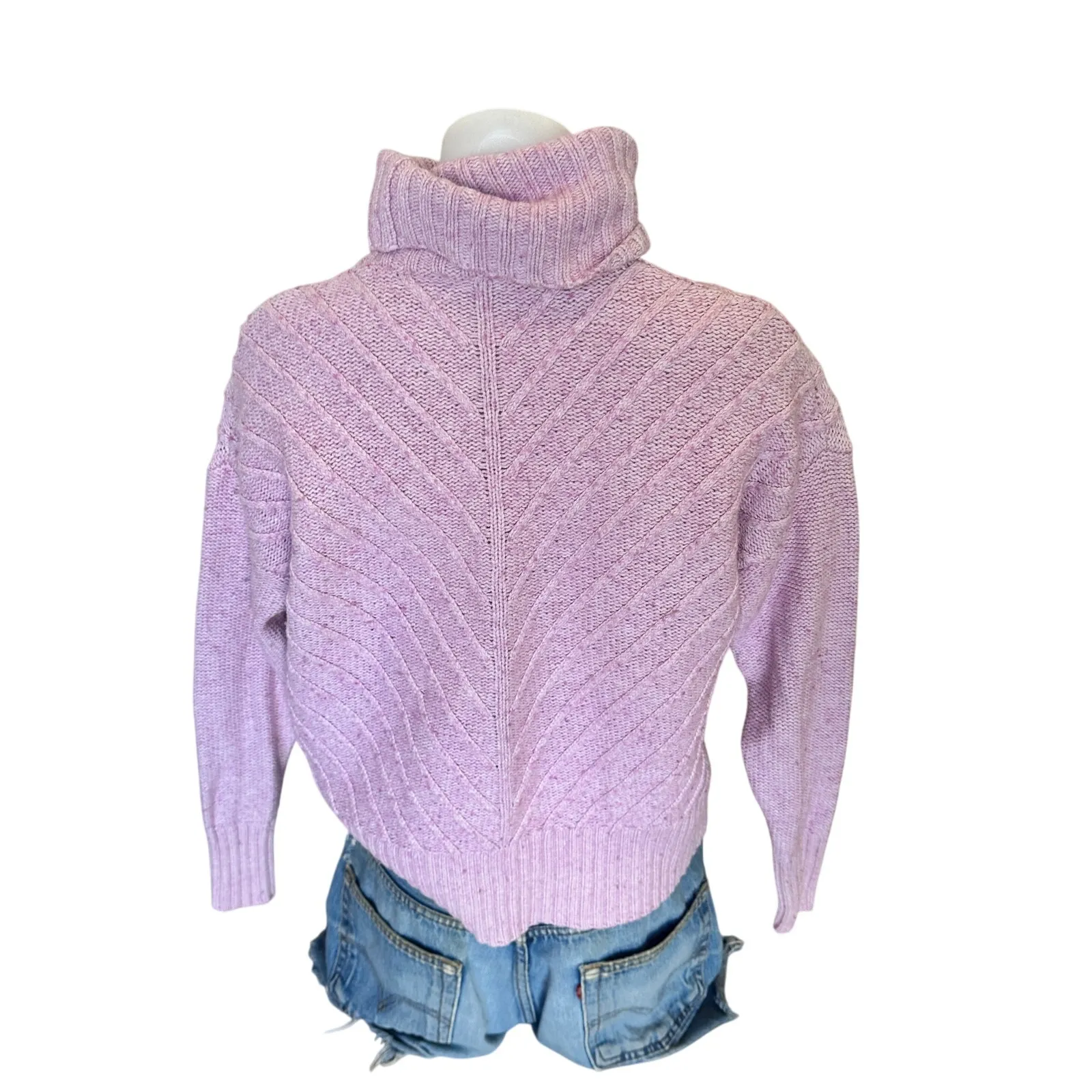 Splendid Pink Cowl Neck Sweater SMALL Oversized Soft Cotton Cashmere Chunky $188 - Image 6