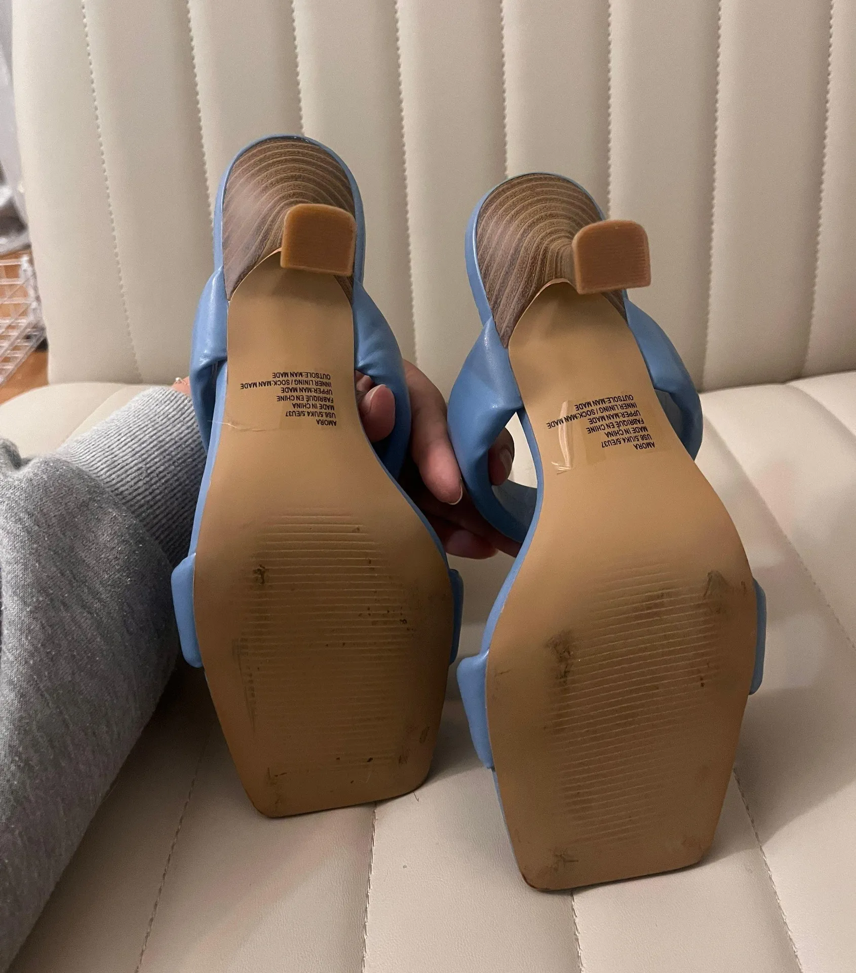 Blue Heeled Sandals open toed icy blue shabby chic baby shower gender reveal Size 6.5 - Image 7