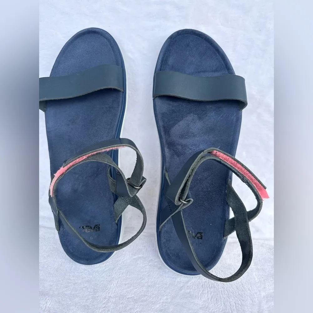TEVA Navy Blue Women's Sandals leather/Velvet light size 10.5 - Image 3