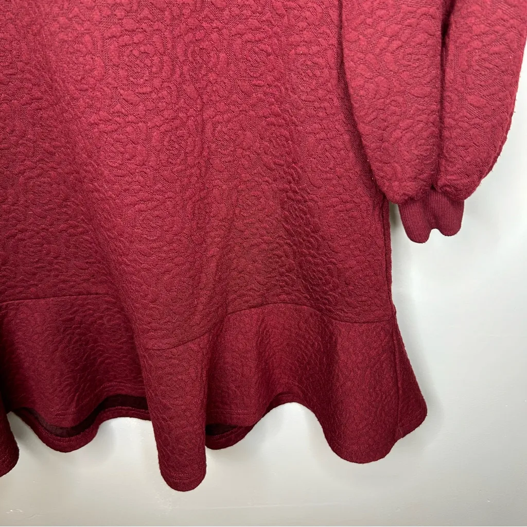 Mare Mare Anthropologie Odila Rose Quilted Burgundy Dress Size XS - Image 7