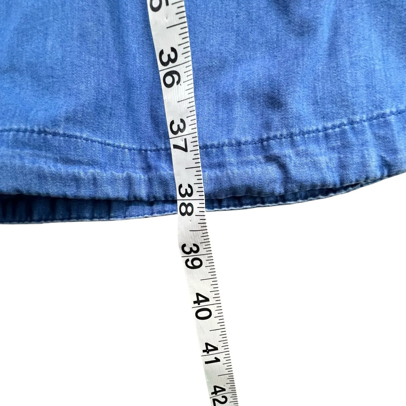 Old Navy Chambray Shirt Dress XL Blue Denim Half Button Popover Relaxed Cottage - Image 8